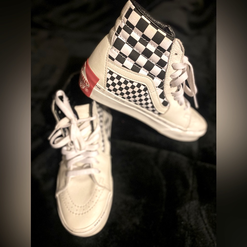 Vans Sk8-Hi Off the Blank Leather Checkerboard Giant Heel Tab size 6